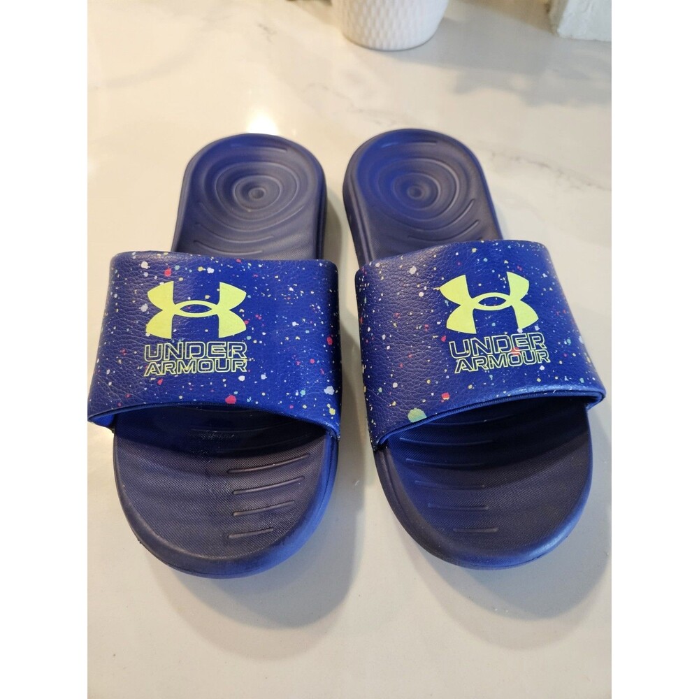 Under Armour Slides, Blue, YOUTH 6, EXCELLENT CONDITION